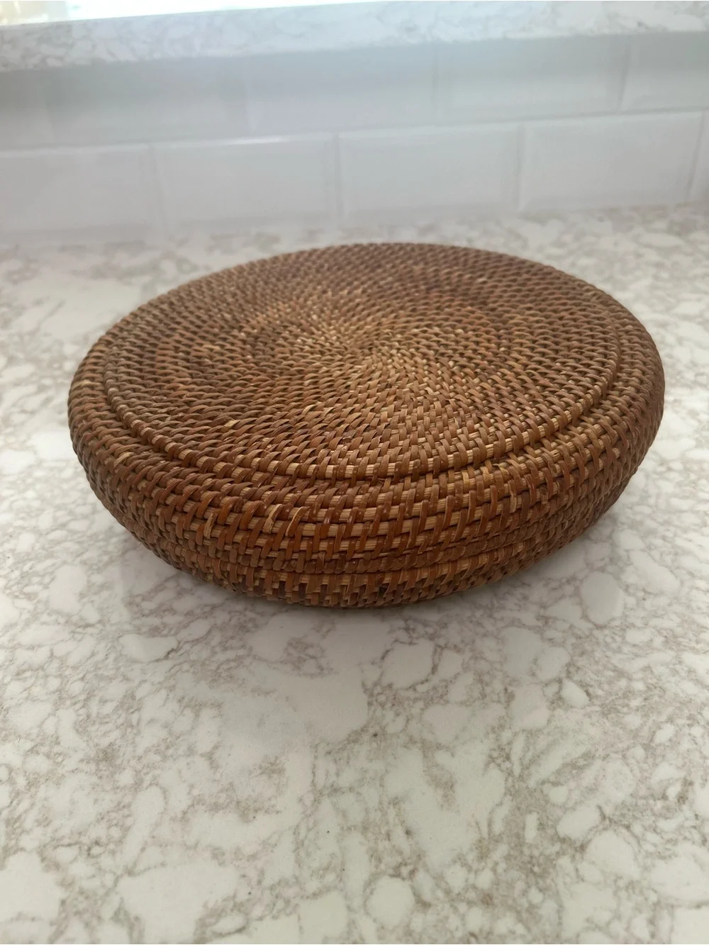 Woven Rattan Decorative Lidded Box - Brown